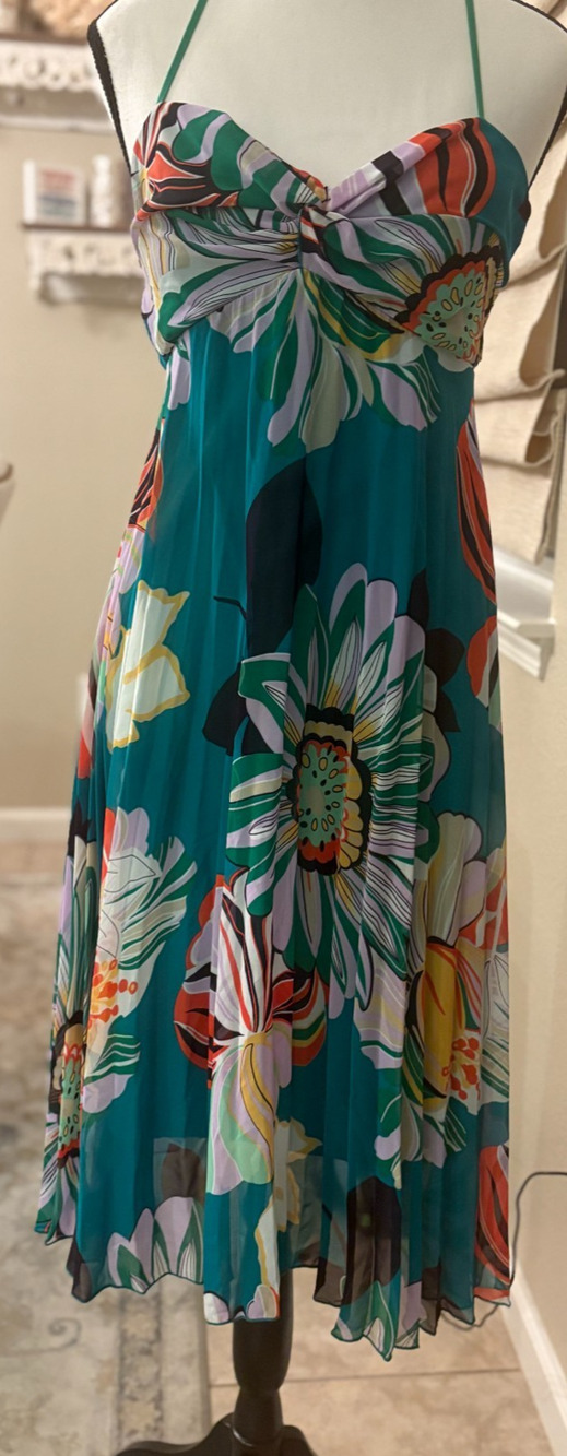 Sylvie Mado Chiffon Floral Dress Vintage Y2K Size L 6-10 (Fits small)